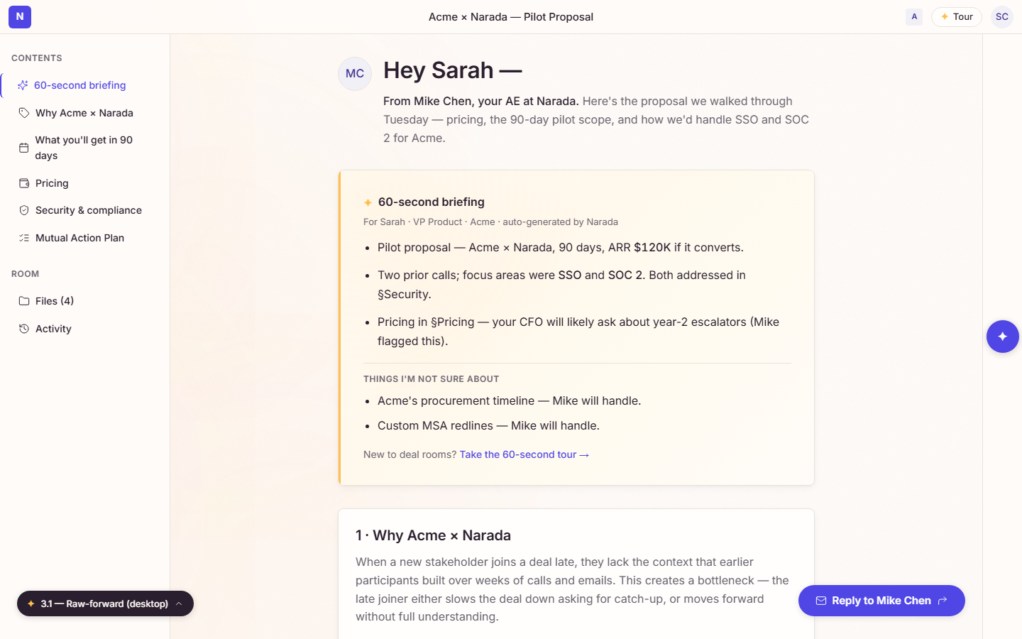 Narada deal room screenshot